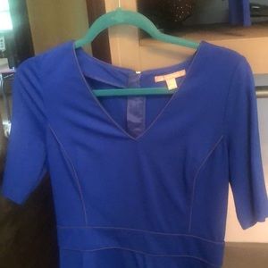 Banana Republic Fit and Flare blue zip back dress